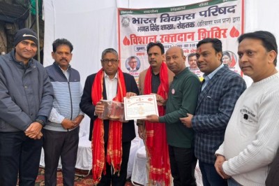 Attended a blood donation camp on Approach Road, organized by Bharat Vikas Parishad – Bhagat Singh Shakha, Rohtak.